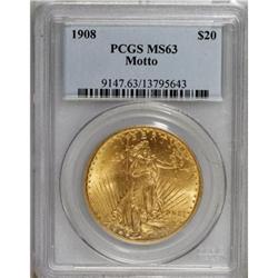 1908 $20 Motto MS63 PCGS