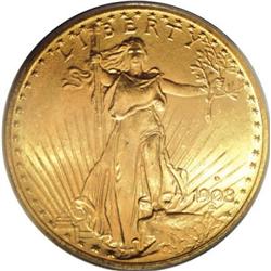 1908-D $20 Motto MS65 PCGS