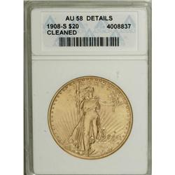 1908-S $20 AU58 Details ANACS