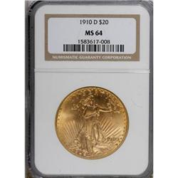 1910-D $20 MS64 NGC