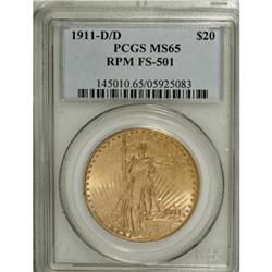 1911-D/D $20 MS65 PCGS