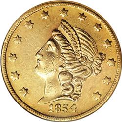 1854 $20 Kellogg & Co. Twenty Dollar AU58 NGC