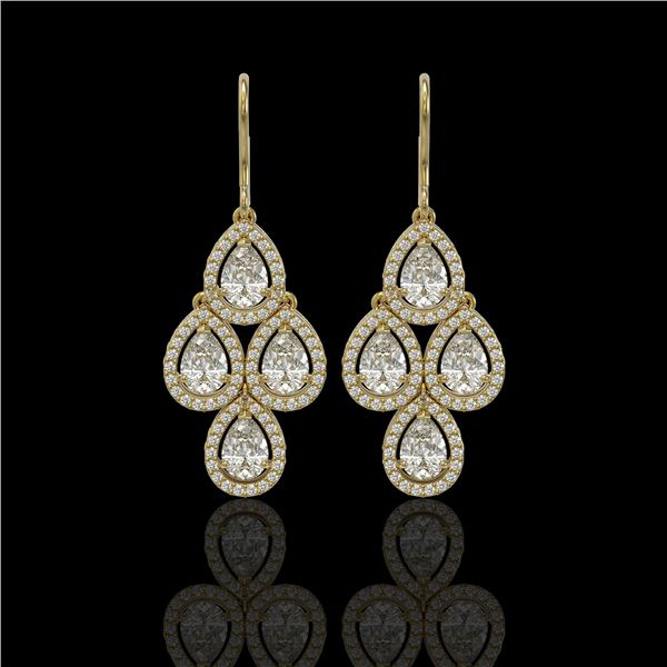 5.22 ctw Pear Cut Diamond Micro Pave Earrings 18K Yellow Gold - REF-727A2N