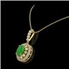 Image 3 : 5.51 ctw Jade & Diamond Victorian Necklace 14K Yellow Gold - REF-156G8W