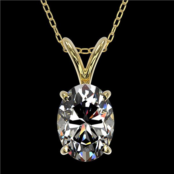 1 ctw Certified VS/SI Quality Oval Diamond Necklace 10k Yellow Gold - REF-239K3Y