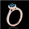 Image 2 : 1.50 ctw SI Certified Fancy Blue Diamond Solitaire Halo Ring 10k Rose Gold - REF-133M2G