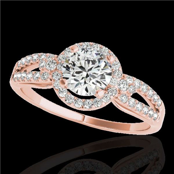 1.25 ctw Certified Diamond Solitaire Halo Ring 10k Rose Gold - REF-190Y9X