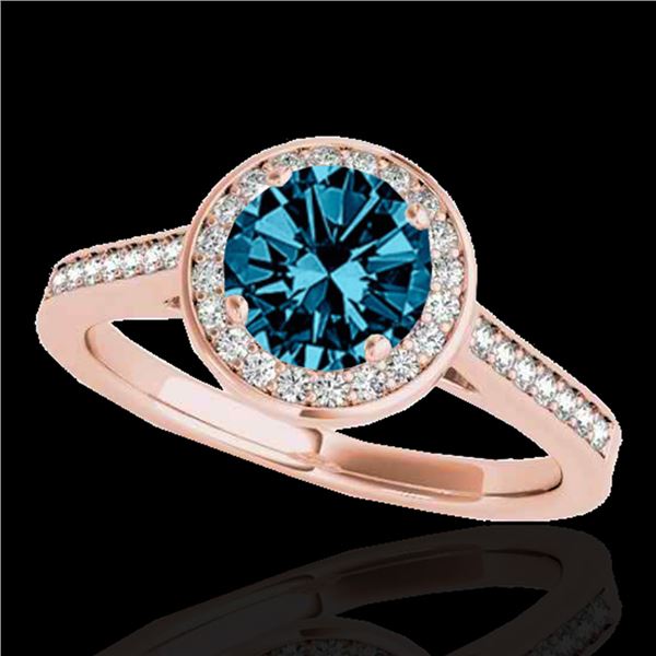 1.33 ctw SI Certified Fancy Blue Diamond Halo Ring 10k Rose Gold - REF-150R2K