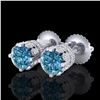 Image 1 : 1.75 ctw Fancy Intense Blue Diamond Art Deco Earrings 18k White Gold - REF-172A8N