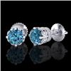 Image 2 : 1.75 ctw Fancy Intense Blue Diamond Art Deco Earrings 18k White Gold - REF-172A8N