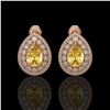 Image 1 : 7.74 ctw Canary Citrine & Diamond Victorian Earrings 14K Rose Gold - REF-180H2R