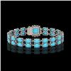 Image 3 : 13.37 ctw Turquoise & Diamond Bracelet 14K White Gold - REF-245F5M