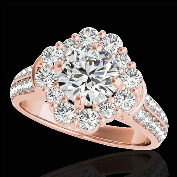 2.16 ctw Certified Diamond Solitaire Halo Ring 10k Rose Gold - REF-229F3M