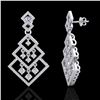 Image 2 : 3 ctw Micro Pave VS/SI Diamond Earrings Dangling 14k White Gold - REF-290H9R