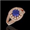 Image 1 : 2.69 ctw Certified Sapphire & Diamond Victorian Ring 14K Rose Gold - REF-99X3A