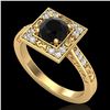 Image 1 : 1.1 ctw Fancy Black Diamond Engagment Art Deco Ring 18k Yellow Gold - REF-87K3Y