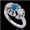 Image 1 : 2.26 ctw Intense Blue Diamond Art Deco Micro Pave Ring 18k White Gold - REF-254X5A