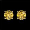 Image 1 : 1.08 ctw Certified Intense Yellow Diamond Stud Earrings 10k Yellow Gold - REF-95K3Y