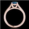 Image 2 : 1 ctw SI Certified Fancy Blue Diamond Solitaire Ring 10k Rose Gold - REF-103H6R