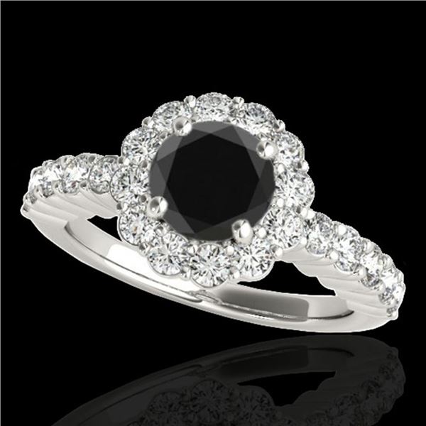 1.75 ctw Certified VS Black Diamond Solitaire Halo Ring 10k White Gold - REF-66F8M