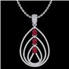 Image 2 : 2 ctw Ruby & Micro Pave VS/SI Diamond Designer Necklace 18k White Gold - REF-163A6N