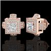 Image 2 : 1.73 ctw Princess VS/SI Diamond Micro Pave Stud Earrings 18k Rose Gold - REF-254K5Y