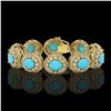 Image 1 : 38.17 ctw Turquoise & Diamond Victorian Bracelet 14K Yellow Gold - REF-1179N3F