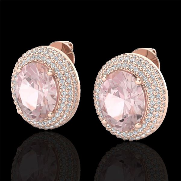 9 ctw Morganite & Micro Pave VS/SI Diamond Earrings 14k Rose Gold - REF-273Y5X