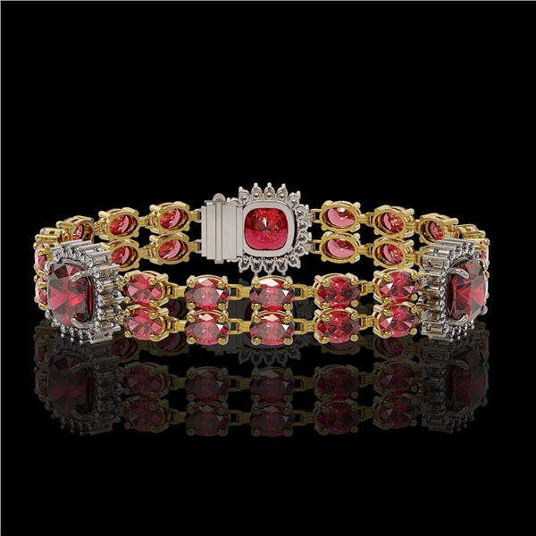 18.93 ctw Tourmaline & Diamond Bracelet 14K Yellow Gold - REF-314K8Y