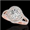 Image 1 : 1.9 ctw Certified Diamond Solitaire Halo Ring 10k Rose Gold - REF-218Y2X