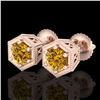 Image 1 : 1.15 ctw Intense Fancy Yellow Diamond Art Deco Earrings 18k Rose Gold - REF-138H2R