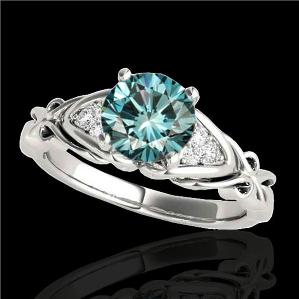 1.1 ctw SI Certified Fancy Blue Diamond Solitaire Ring 10k White Gold - REF-121Y4X