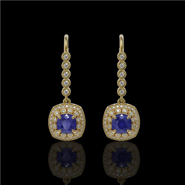 5.1 ctw Certified Sapphire & Diamond Victorian Earrings 14K Yellow Gold - REF-172R8K