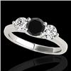 Image 1 : 3 ctw Certified VS Black Diamond 3 Stone Solitaire Ring 10k White Gold - REF-135A2N