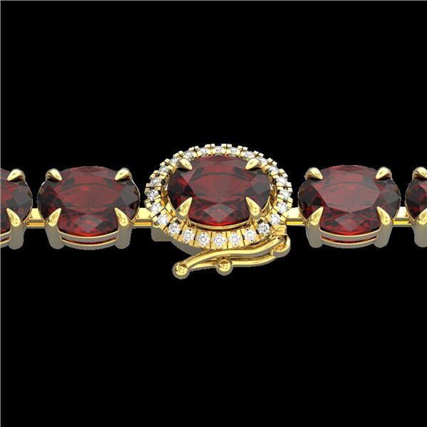 32 ctw Garnet & VS/SI Diamond Eternity Micro Bracelet 14k Yellow Gold - REF-119G5W