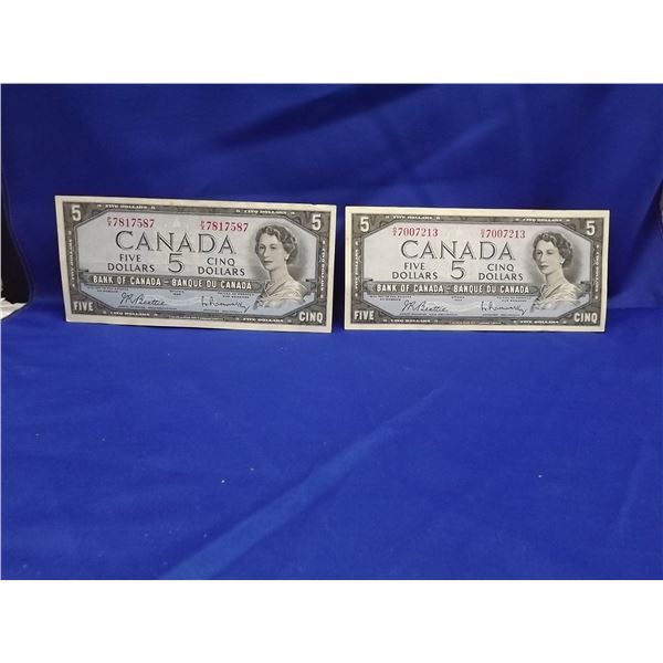 LOT OF 2 1954 CNDN $5 BILLS
