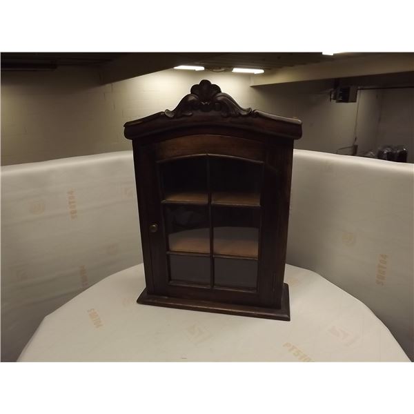VINTAGE WALL MOUNT WOODEN DISPLAY CABINET