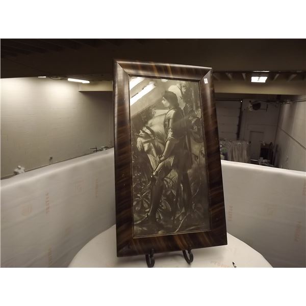 ANTIQUE PICTURE OF SOLDIER AND HORSE