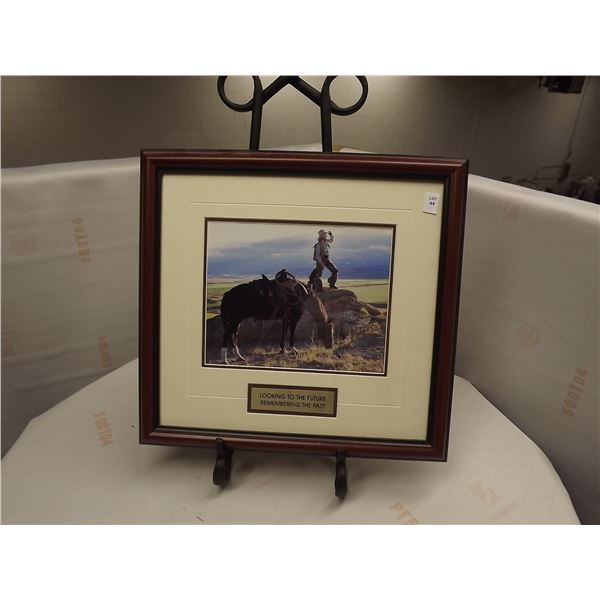 FRAMED "LOOKING TO THE FUTURE REMEMBERING THE PAST" COWBOY PRINT
