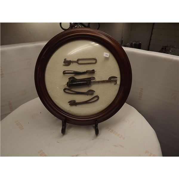 ROUND BUBBLE GLASS ENCASED ANTIQUE CAN OPENER DISPLAY