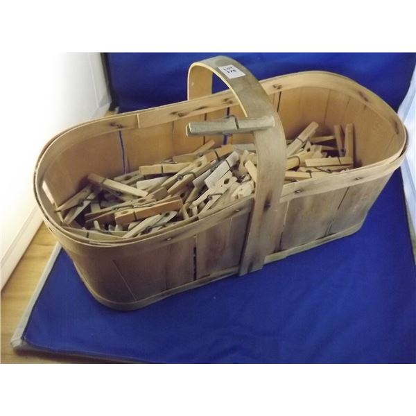 LOT OF 2 VINTAGE FRUIT BASKETS FULL OF CLOTHES LINE WHEELS &