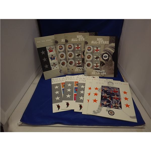 9 NHL ALLSTARS SOUVENIR STAMP PACKET SHEETS