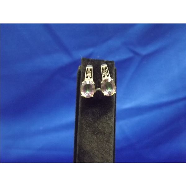 STERLING SILVER EARRINGS POST WITH MYSTIC TOPAZ STONE