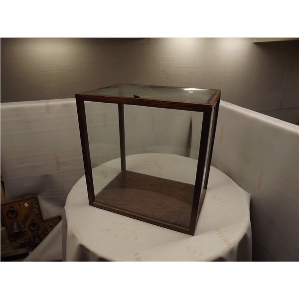 GLASS DISPLAY CABINET 19" X 19" X 13" ANTIQUE
