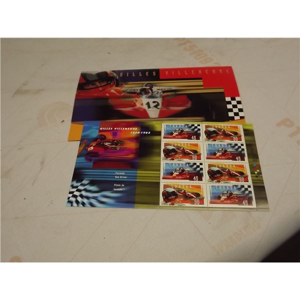 GILLES VILLENEUVE 1950 - 1982 FORMULA ONE DRIVER SOUVENIR STAMP SHEET