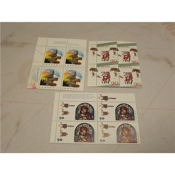 2 PLATE BLOCK OF 4 STAMPS 90 CENTS AND ONE PLATE BLOCK WITH 4 STAMPS 50 CENTS