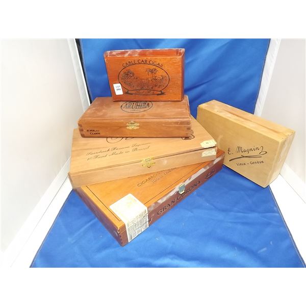5 CIGAR WOODEN BOXES, VINTAGE