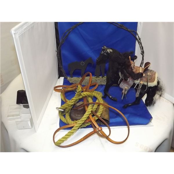 1 CRATE HORSE RELATED ITEMS
