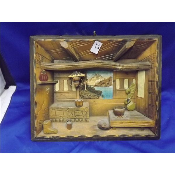 UNIQUE PICTURE, SEP 22 1959 3D WOOD CABIN LOOKING OUT WINDOW