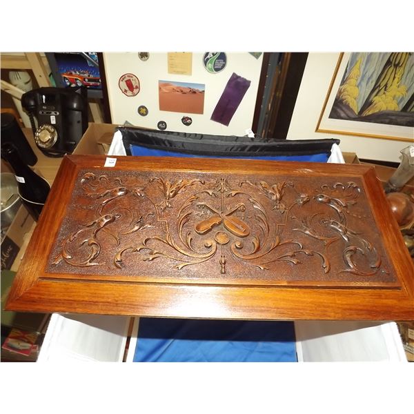 1 MUSICAL RELIEF PANEL CARVED WOOD
